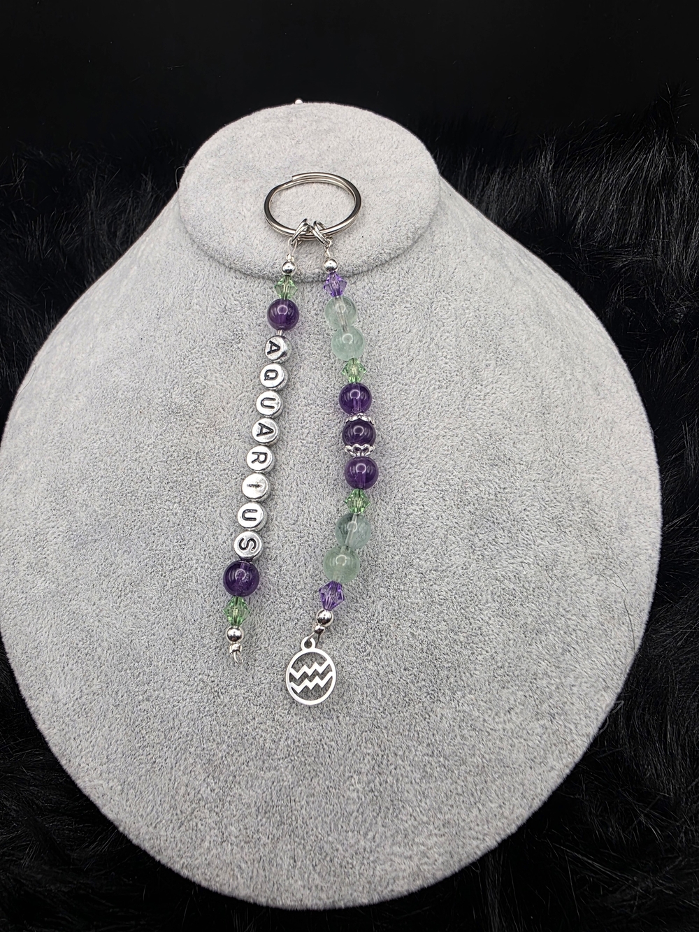 Aquarius Beaded Keychain